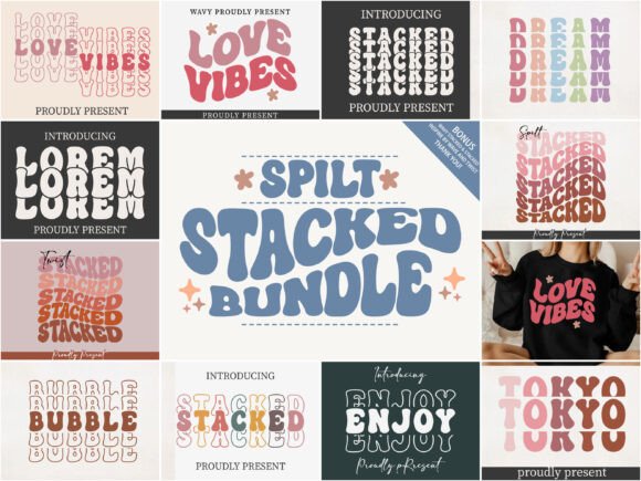 Spilt Stacked Bundle: A Groovy Font for Modern Design